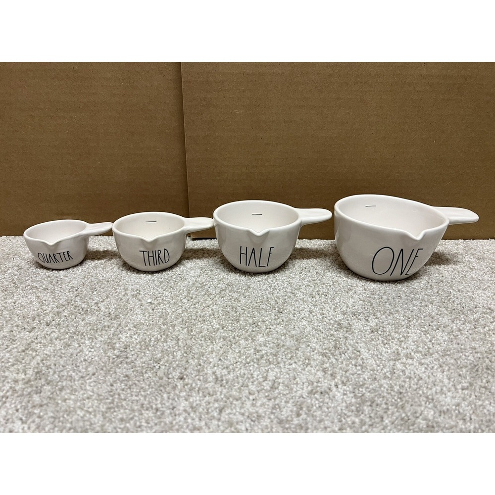 Rae Dunn 2022 Measuring Cups w/Handle "QUARTER‎ THIRD HALF ONE" New